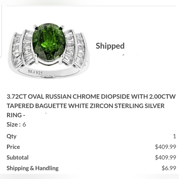 Ladies Sz 6 Chrome Diopside and White Zircon ring in 925 SS Great Condition - Picture 5 of 5